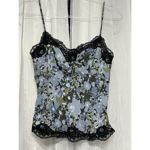 VTG 90s Silk Floral Lace Cami Tank Top Y2K Coquette Cottagecore Romantic Grunge